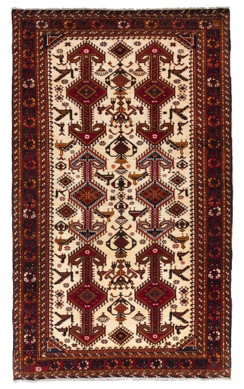فرش دستباف نصرآباد قشقایی طرح سراسر سایز قاليچه رنگ زمینه كرم رنگ حاشیه لاكي کد ۳۹۳۱۹ سایز ۲٫۱۷ در X 1.28
